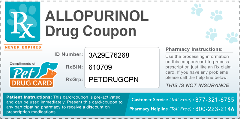 This Allopurinol coupon provides significant prescription savings at pharmacies nationwide