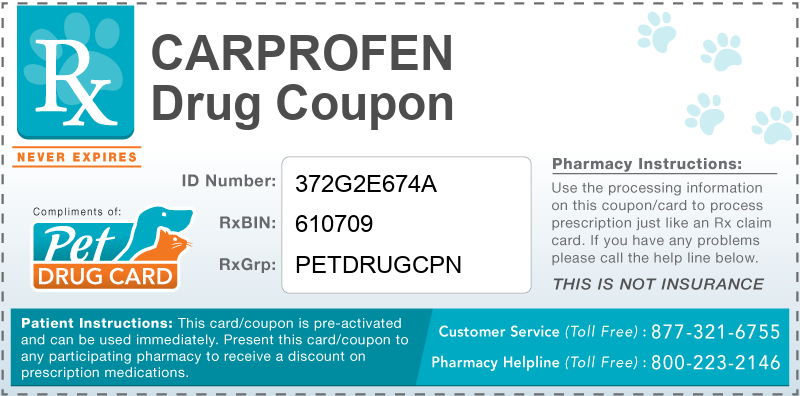 This Carprofen coupon provides significant prescription savings at pharmacies nationwide
