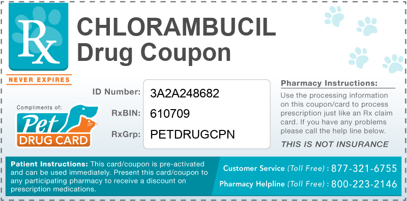 This Chlorambucil coupon provides significant prescription savings at pharmacies nationwide