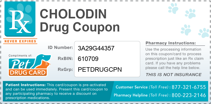 This Cholodin coupon provides significant prescription savings at pharmacies nationwide