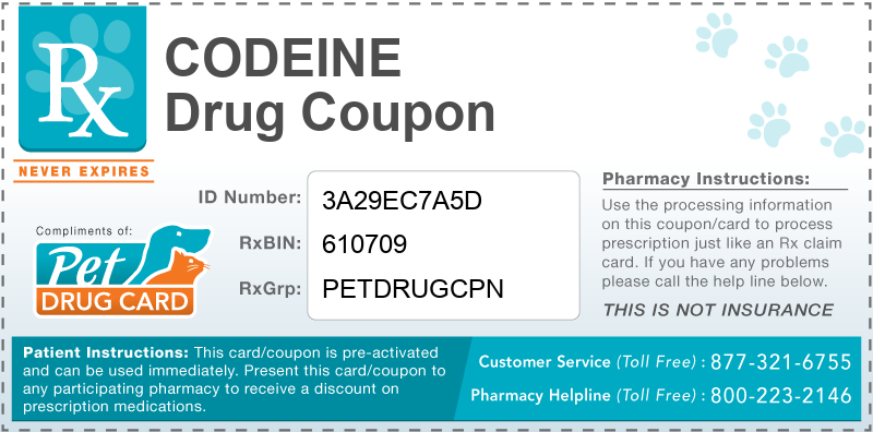 This Codeine coupon provides significant prescription savings at pharmacies nationwide