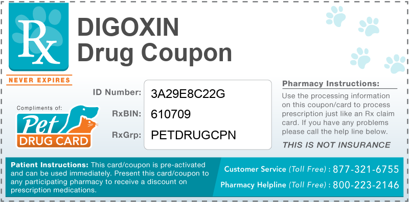 This Digoxin coupon provides significant prescription savings at pharmacies nationwide