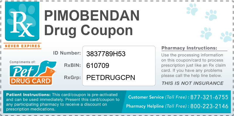 This Pimobendan coupon provides significant prescription savings at pharmacies nationwide