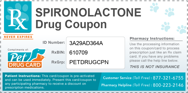 This Spironolactone coupon provides significant prescription savings at pharmacies nationwide