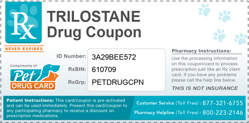 This Trilostane coupon provides significant prescription savings at pharmacies nationwide