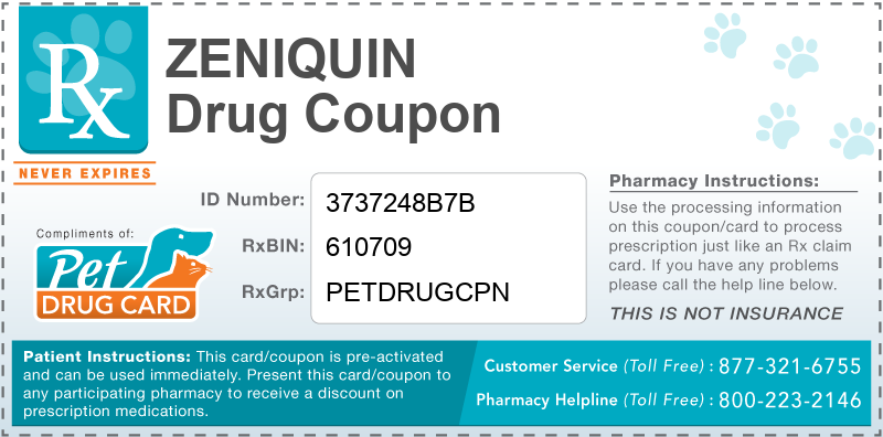 This Zeniquin coupon provides significant prescription savings at pharmacies nationwide
